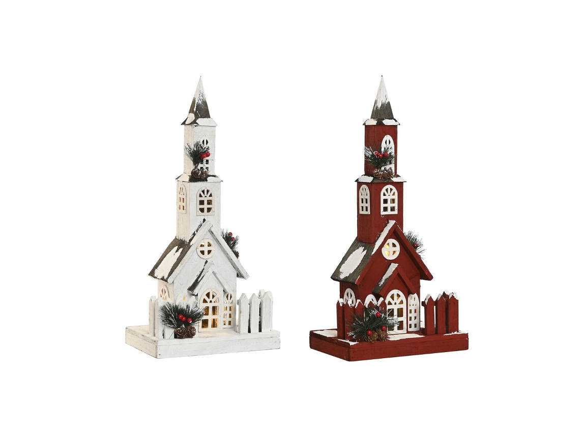 Adorno Natalício HOME ESPRIT Branco Vermelho 27 x 18 x 56 cm (2 Unidades)