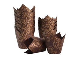 150 Forminhas De Papel Para Muffins Em Formato Tulipa, Com Estampa Dourada. Ideais Casamentos, Aniversários E Chás Bebê. Tamanho Padrão.