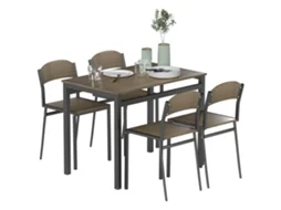 Conjunto Mesa Jantar Retangular 4 Cadeiras Moderno Castanho Preto