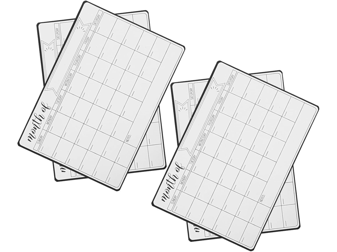 4 Peças Tableau Blanc Magnétique Effaçable À Sec Pour Frigo Agenda Hebdomadaire Réutilisable Aimanté