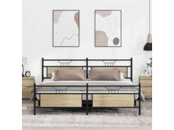 Vidaxl Estrutura de Cama Sem Colchão 193x201cm Metal Carvalho Sonoma