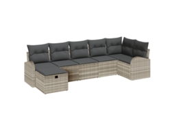 Conjunto 7 Móveis De Jardim Vidaxl Cinzento-claro Vime Pe