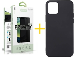 Capa + 1 Película de Vidro Anti-Spy iPhone 13 ACCETEL Silicone Líquido Preto