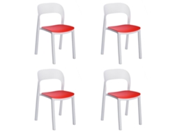 Set 4 Cadeiras Interior, Exterior Branco - Vermelho Ona Garbar