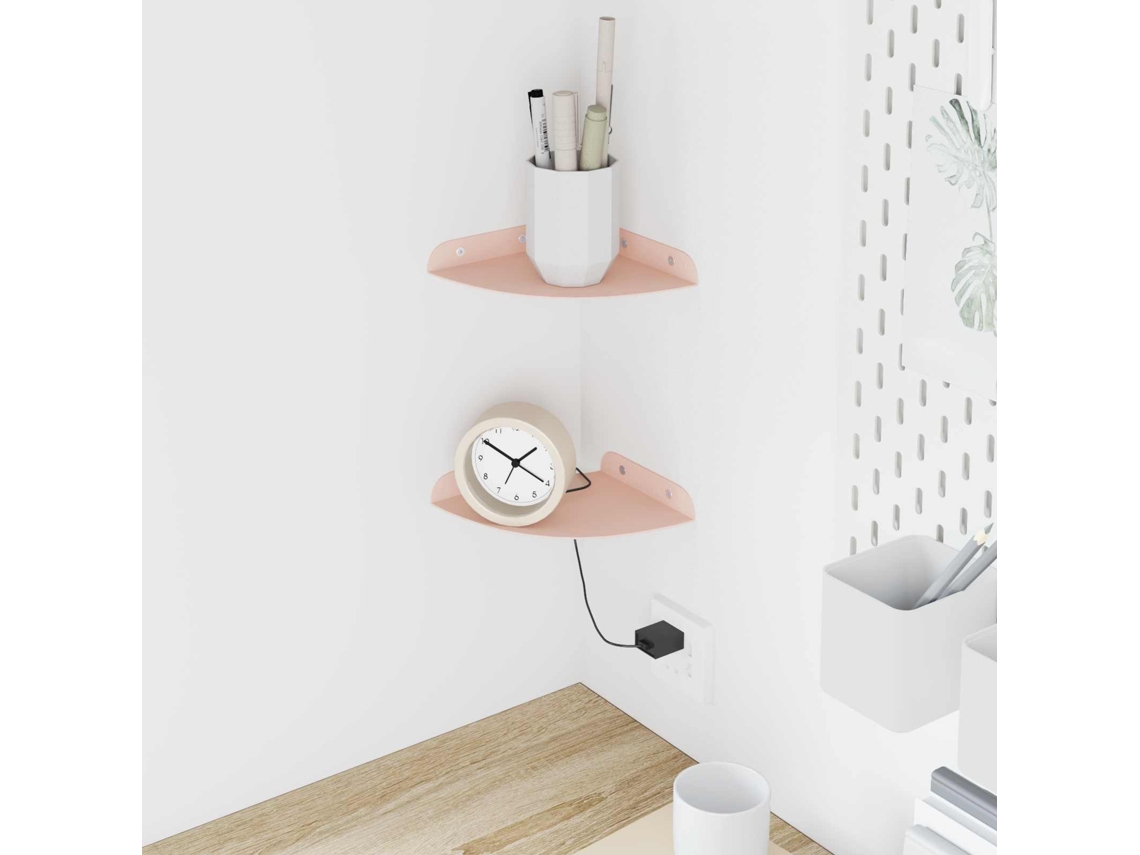 Vidaxl Prateleira Flutuante Com Prateleira 2 Pcs Rosa 15 X 15 X 2 Cm