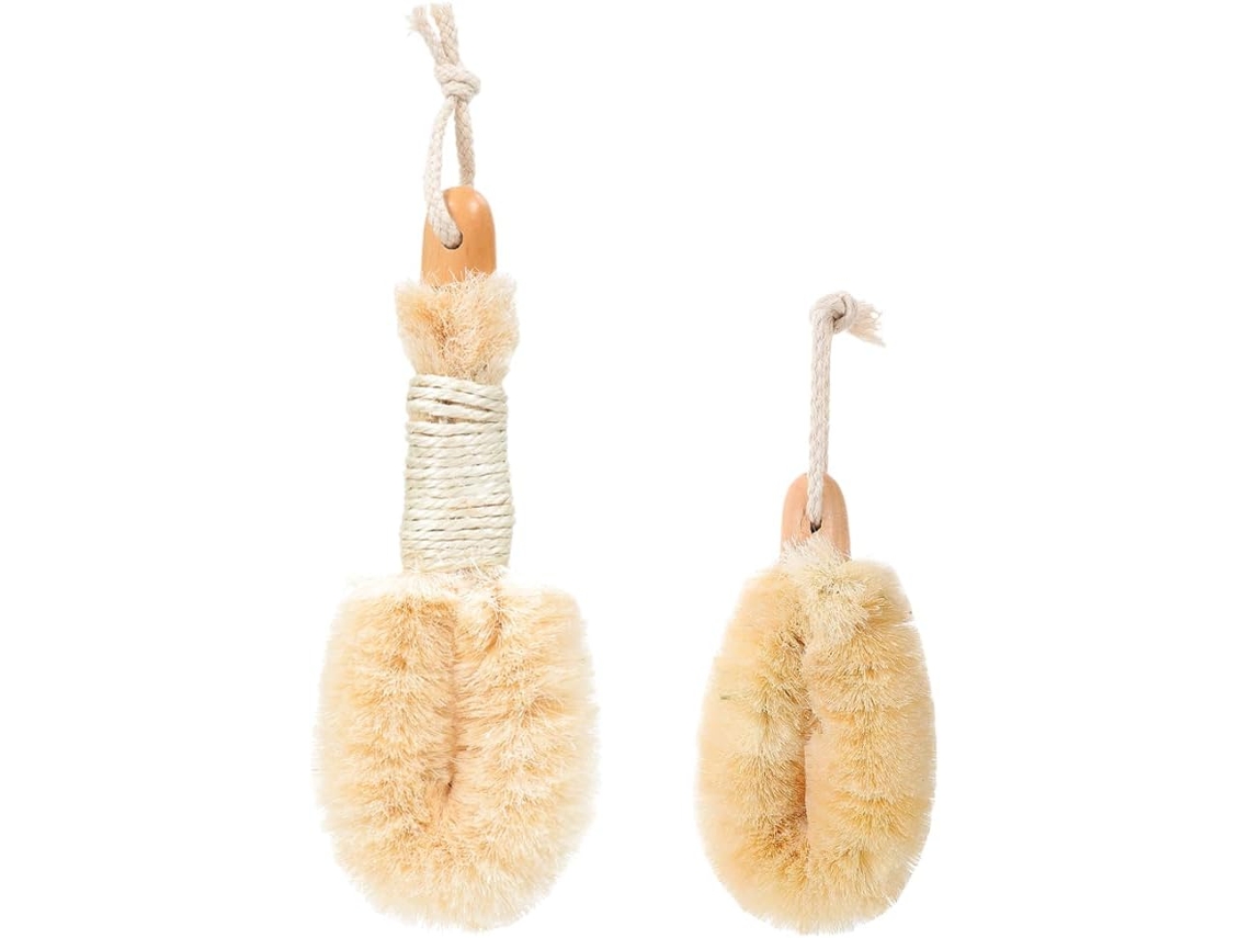 Conjunto Nuobesty Com 2 Escovas De Banho Em Fibra Sisal Natural, Escova Esfoliante Corporal Tamanhos Grande E Pequeno