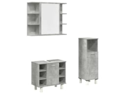 Conjunto de 3 Móveis Casa Banho De Madeira Cinza Cimento MAISON EXCLUSIVE (95x95x45 cm)