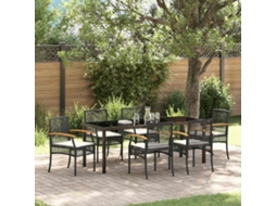 Vidaxl Conjunto De Jantar Para Jardim 7 Unid. Preto Vime