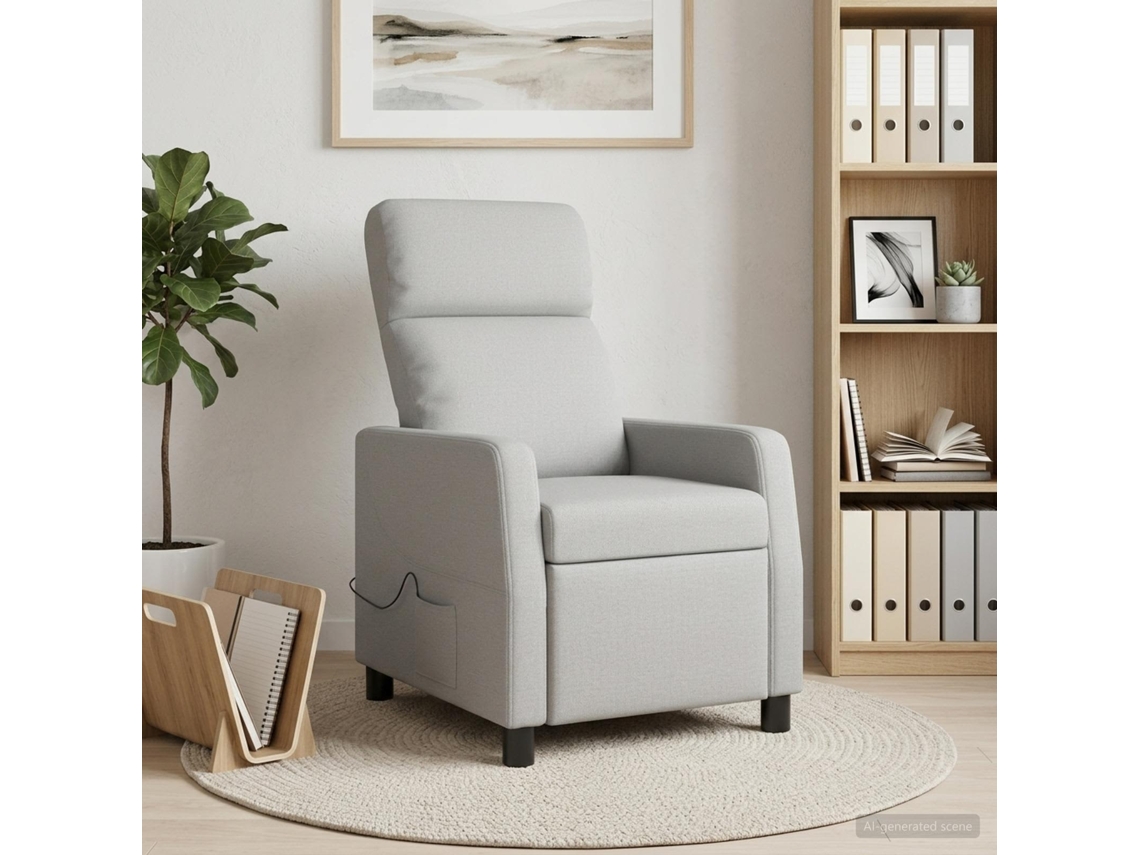 Vidaxl Recliner De Massagem Cinza Nuvem Tecido