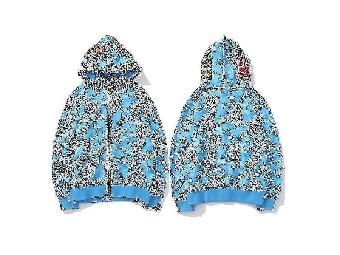 Jaqueta Camuflada Fasst, com fecho, capuz, estampa de tubarão, para homens e crianças