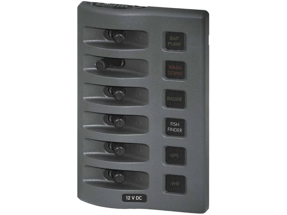 Interruptor BLUE SEA Weatherdeck Panel 6 Position Cinzento
