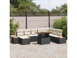 Vidaxl Conjunto De Sofá De Jardim 9 Unid. Preto Rattan Sintético