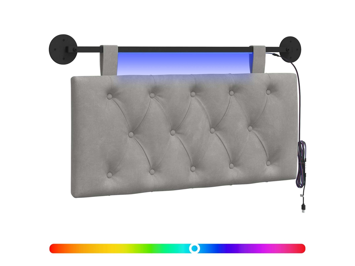 Cabeceira Suspensa com Luz Led Cinzento claro Veludo MAISON EXCLUSIVE