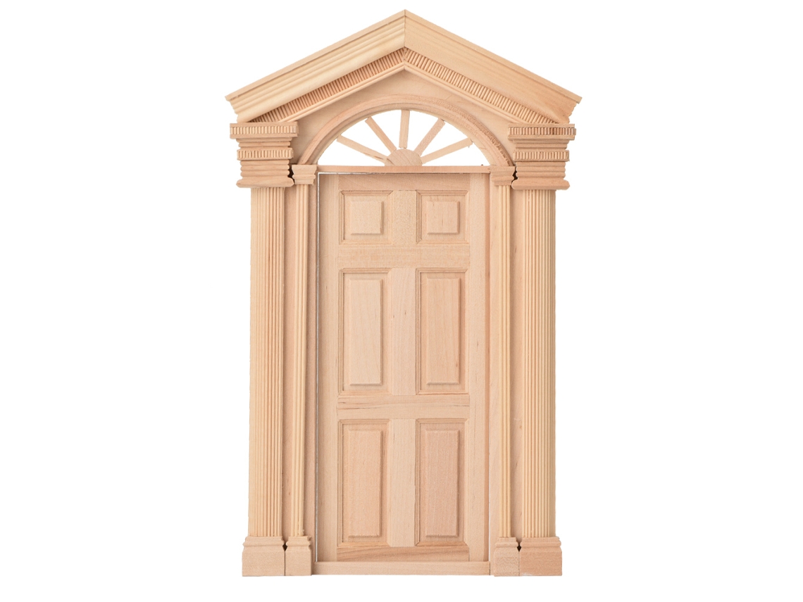 Puerta De Madeira Em Miniatura Com Telhado Pontudo Para Casa De Bonecas 1:12 Acessórios De Móveis Diy