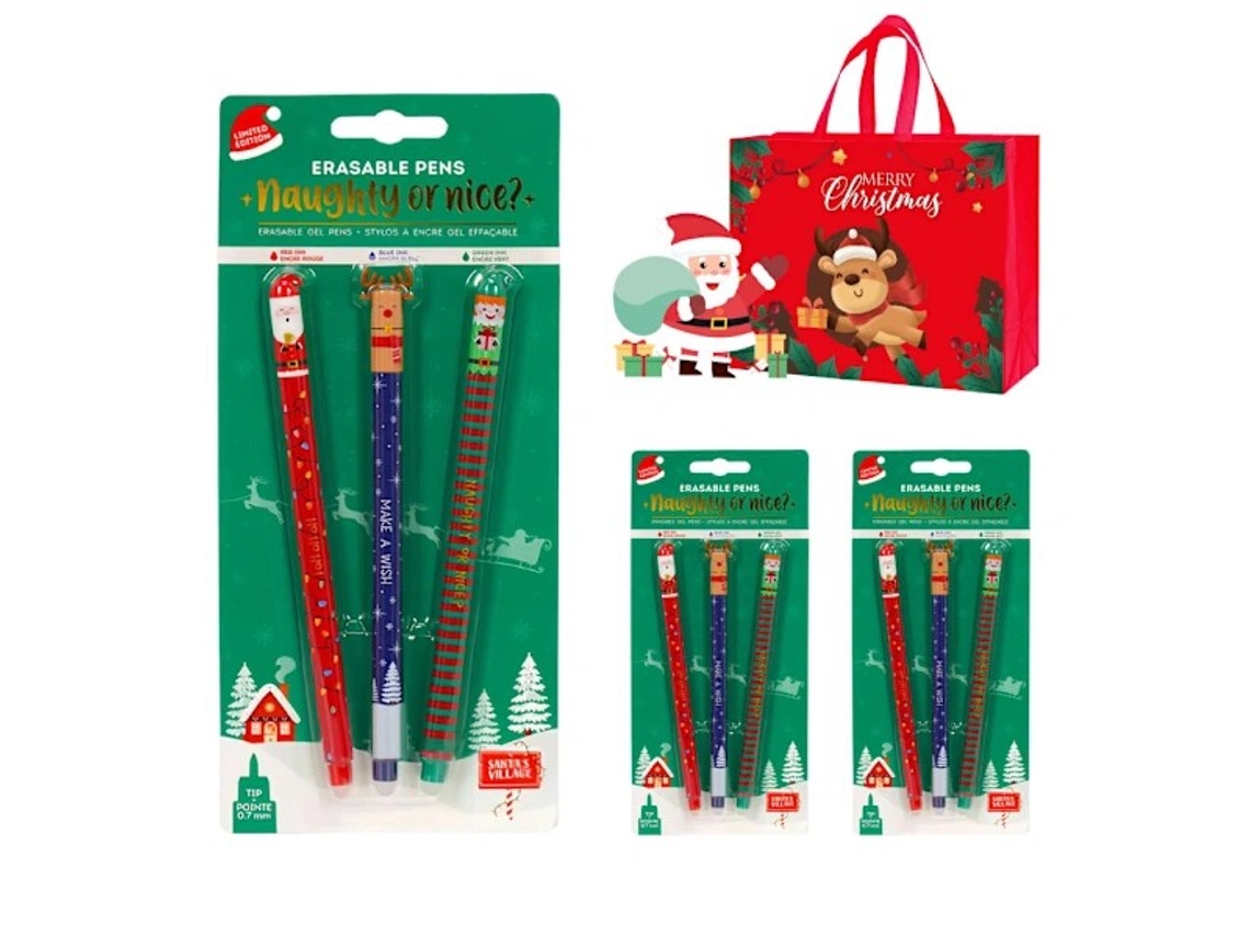 Conjunto de Presente de Natal com 9 Canetas de Gel Apagáveis, Perfeitas para Meias AQUAFORGE