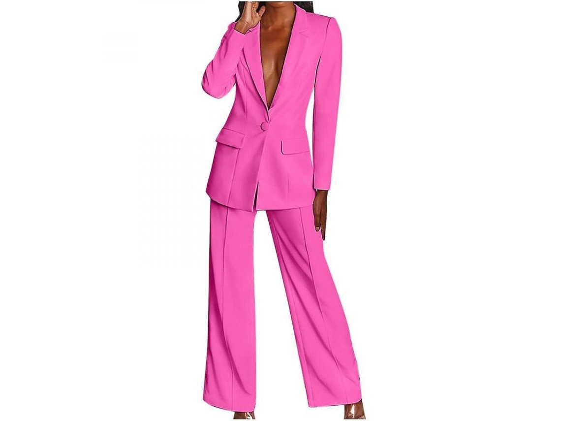 2026 conjunto de Traje Mujer Manga Larga Casual Elegante de Dos Piezas para Negocios Verano Otoño Cjg S Rosa Intenso
