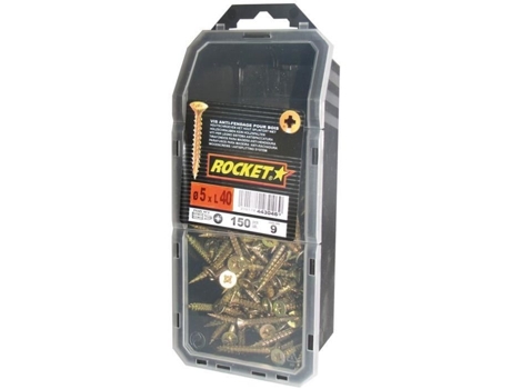 Parafuso Foguete Com Cabeça Escareada Rocket 5x40 Mm Aço Dicromado Rosca Completa 150 Peças