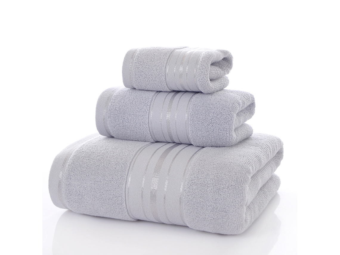 Conjunto de 3 Peças Toalhas Duráveis ​​de Puro Algodão, Alta Absorção e Suaves para a Pele,cinza Claro,35x35cm/35x75cm/70x140cm GERTIZ