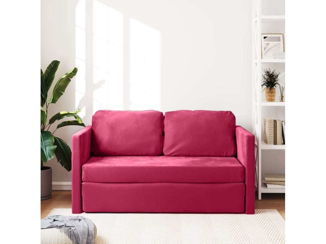 Vidaxl Sofá-cama Sem Pés 122x204x55 Cm Veludo Vermelho Tinto