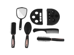 Conjunto De 5 Peças De Escova E Pente Para Cabelo Feminino, Escova De Massagem Para Cuidados Com O Cabelo Com Espelho E Suporte, Rosa Jinyubo Store