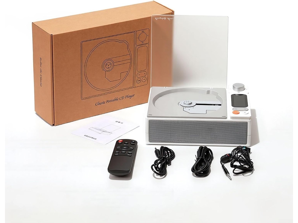 Leitor De Cd Portátil Com Som Surround 5 1e Alto Falantes Integrados, Rádio Fm, Porta Usb, Bateria Recarregável De