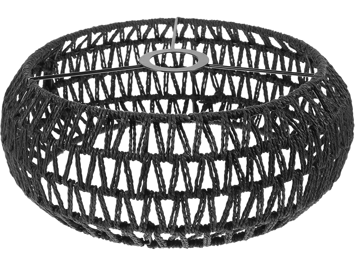 Luminária de Teto Cilíndrica com Corda Preta, Estrutura Leve em Ferro, Difusor de Luz Suave. SFUSHOS