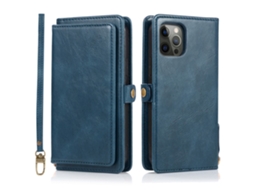 Capa Destacável Quedas Pega Para Iphone 15 Pro Pele Sintética Azul