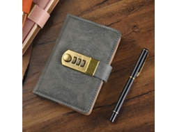 Caderno Retrô A7, Ideia De Presente Para A Volta Às Aulas, Cadeado De Combinação, Diário Seguro, Papel Grosso, Cinza