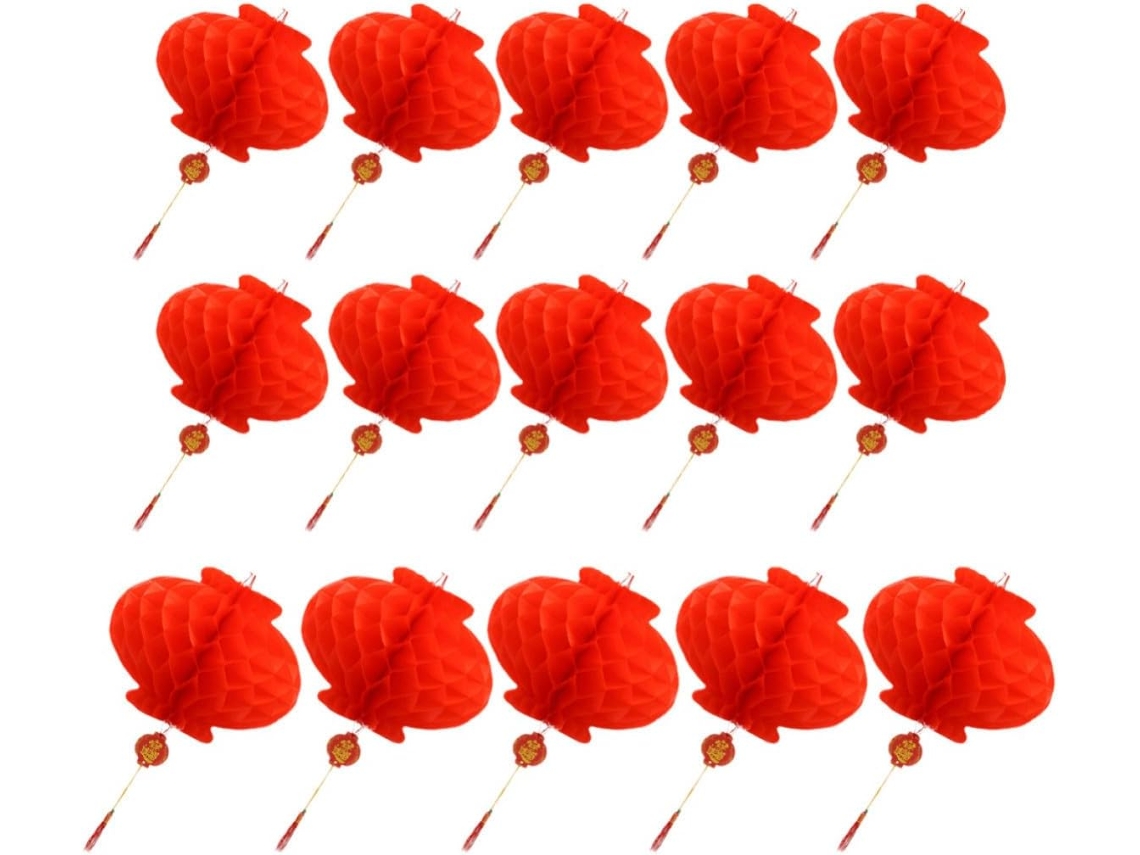 Conjunto De 30 Lanternas De Papel Decorativas Chinesas Vermelhas