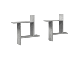 Conjunto de 2 Prateleiras de Parede Derivados de Madeira Cinza Cimento MAISON EXCLUSIVE