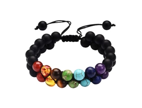 Pulseira NIMAXI Poder de Chakra Duplo (Missanga - Preto - 18 cm)