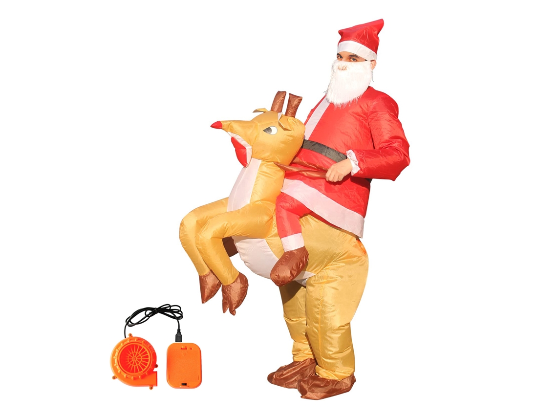 Traje Inflável de Elfo de Natal para Adulto e Criança com Soprador e S/MARCA