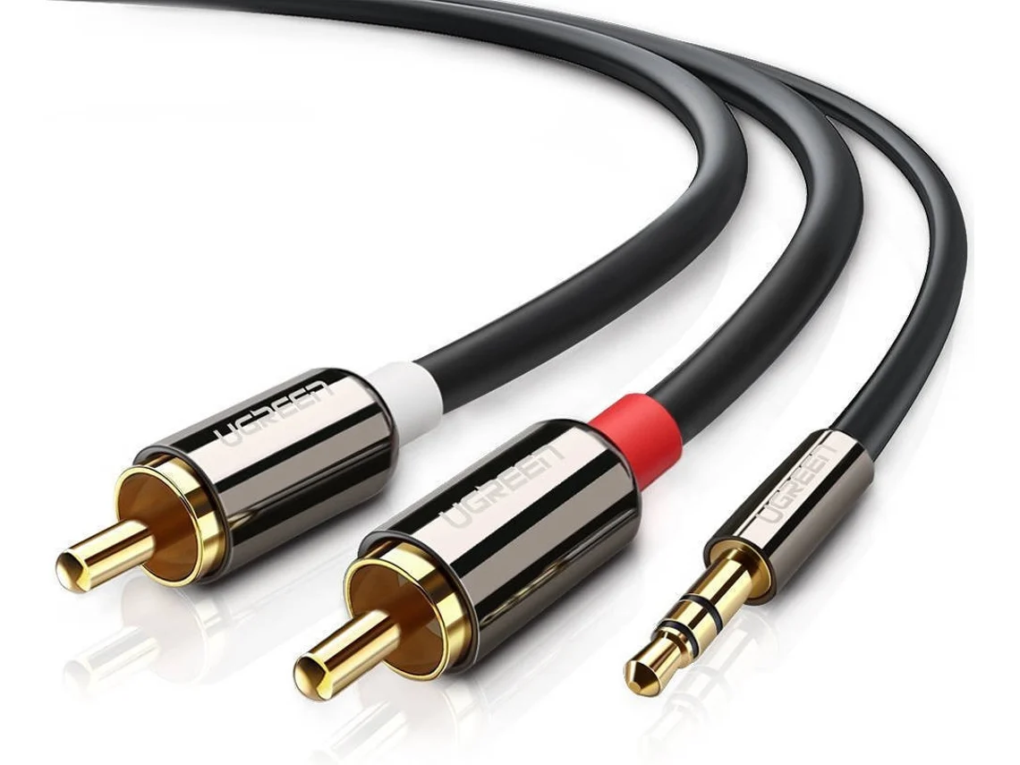 Cabo de Áudio UGREEN (RCA - Jack 3.5mm - 2 m - Preto)