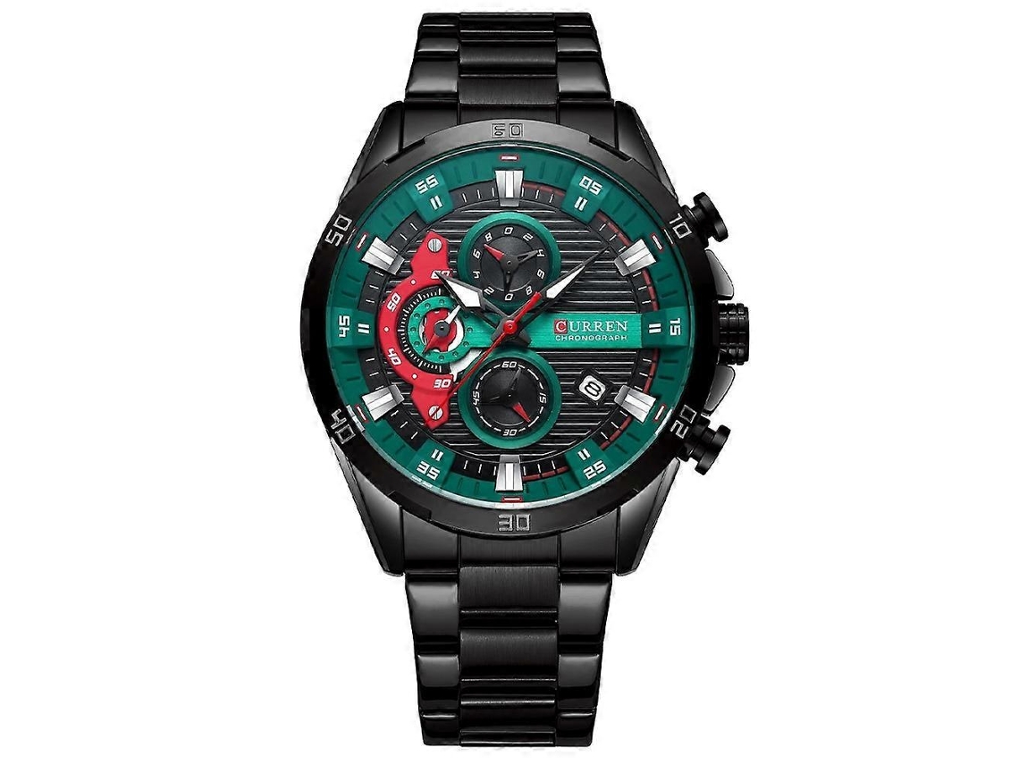Relógio Curren 8402 Business Quartz com calendário, seis ponteiros e pulseira de aço Hengrongshen
