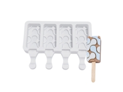 Molde De Sorvete Silicone, Fabricante Picolé Diy 4 Células Para Sobremesa Congelada
