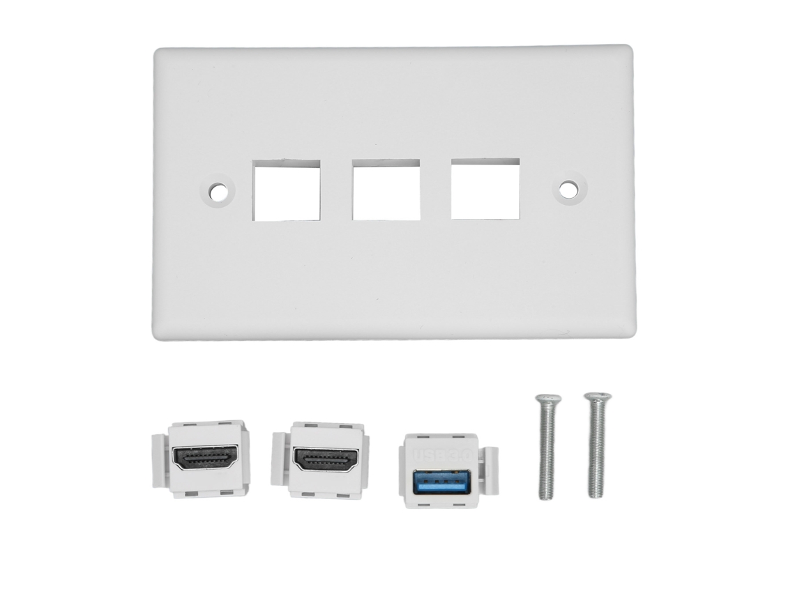 Aetheria placa de Parede 3 Portas com Interface Multimídia Hd e Usb 3.0 para Ethernet
