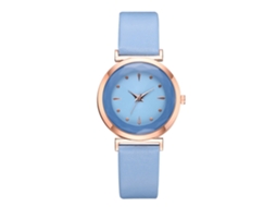 Relógio de Pulso Feminino Casual de Quartzo com Pulseira de Pu Azul Céu