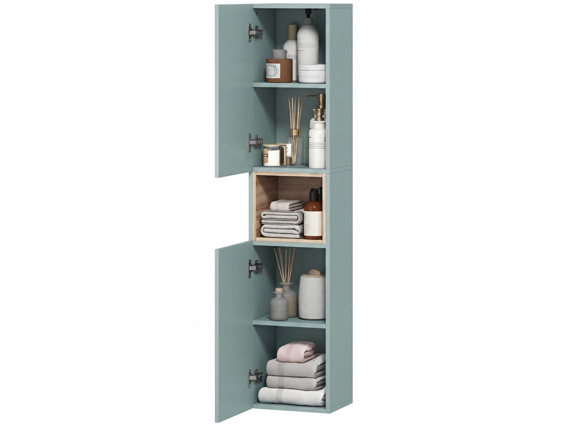 Meuble de Rangement ORBITRA COMMERCE para sala de banho, com 2 portas, compartimento e prateleiras ajustáveis, verde