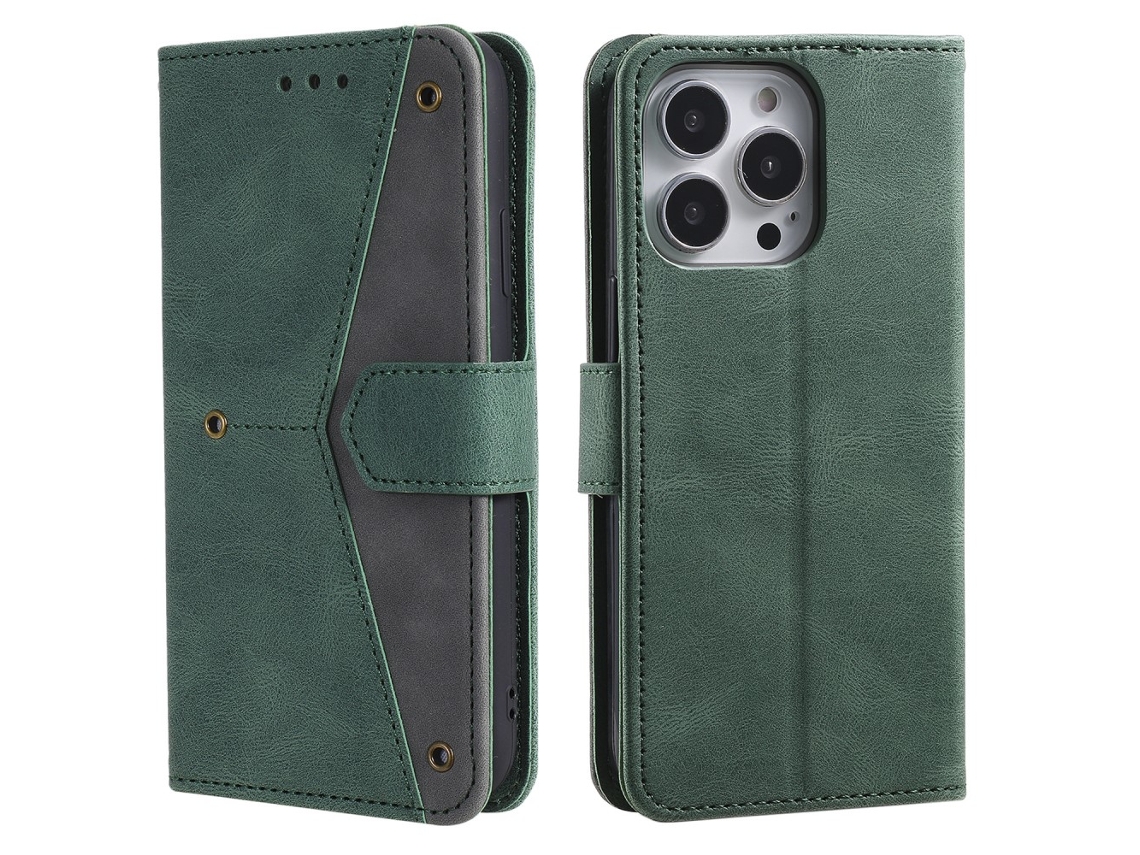 Capa Em Couro Pu, Para Iphone 16 Pro, Verde