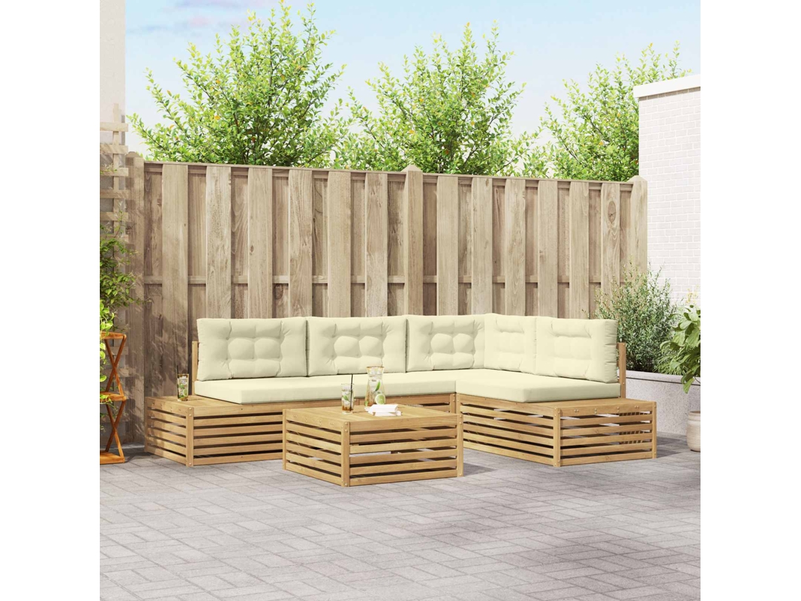 Vidaxl 6 Unid. Conjunto De Sofás Para Exterior Branco