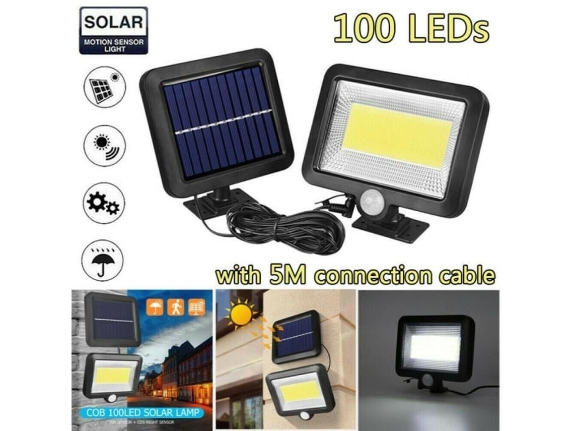 Luminária Solar com 100 Leds 5m IP65 Sensor de Movimento para Jardim AQUAFORGE