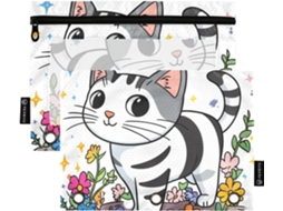 Pasta Escolar Com Estampa De Gato American Shorthair, Com Janela Transparente, Ilhós E 3 Porta Lápis Material