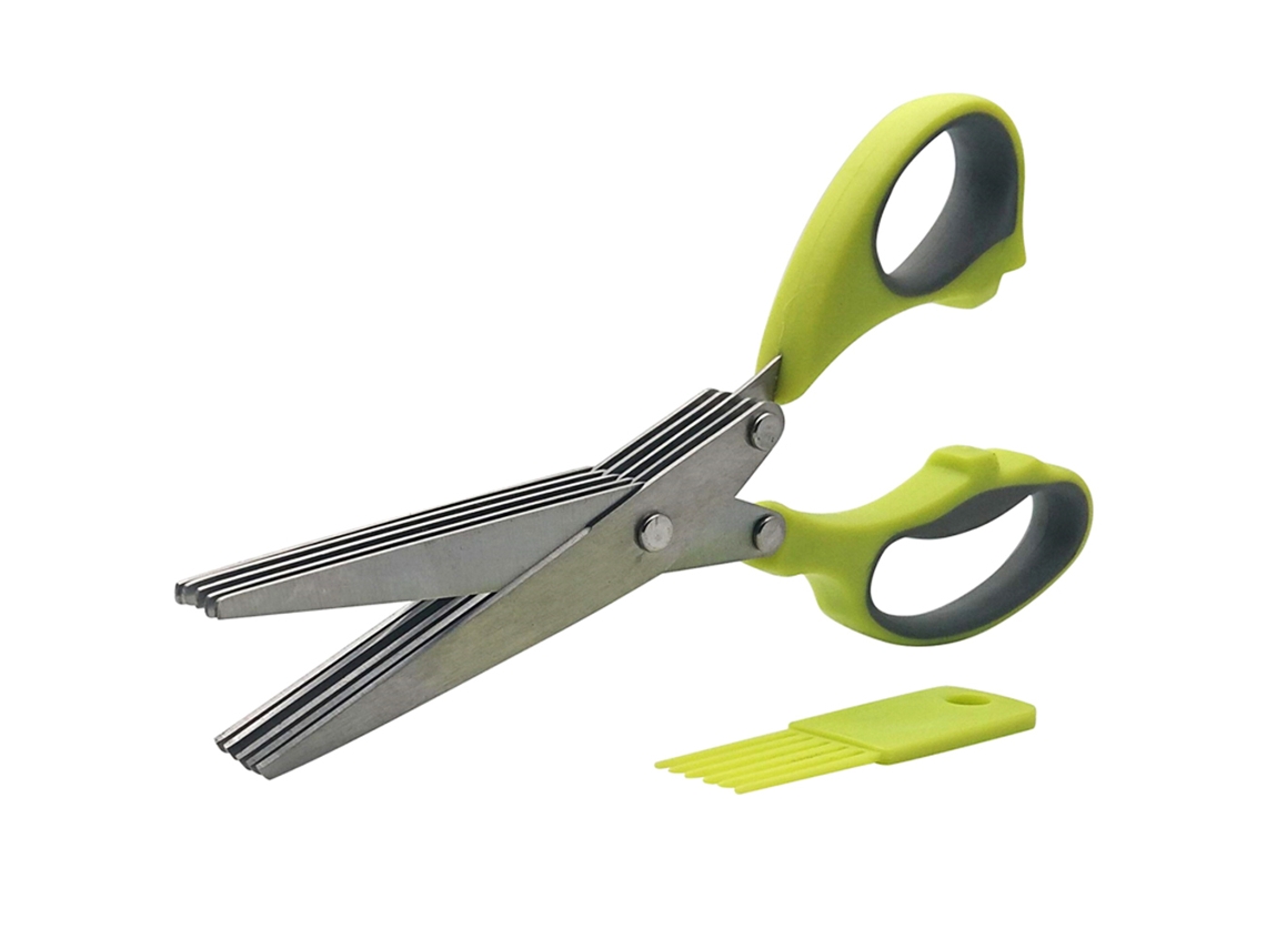 Tesoura de cozinha de 5 camadas Slowmoose, faca para ervas para picar cebolinhas e especiarias