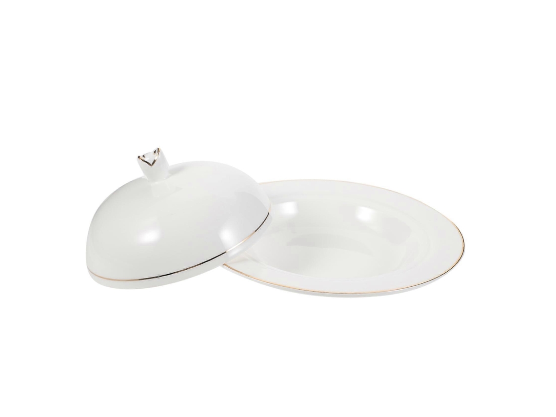 Prato De Cerâmica Com Elegante Tampa Em Forma De Cúpula Para Servir Bife, Salada Ou Jantar Em Festas.