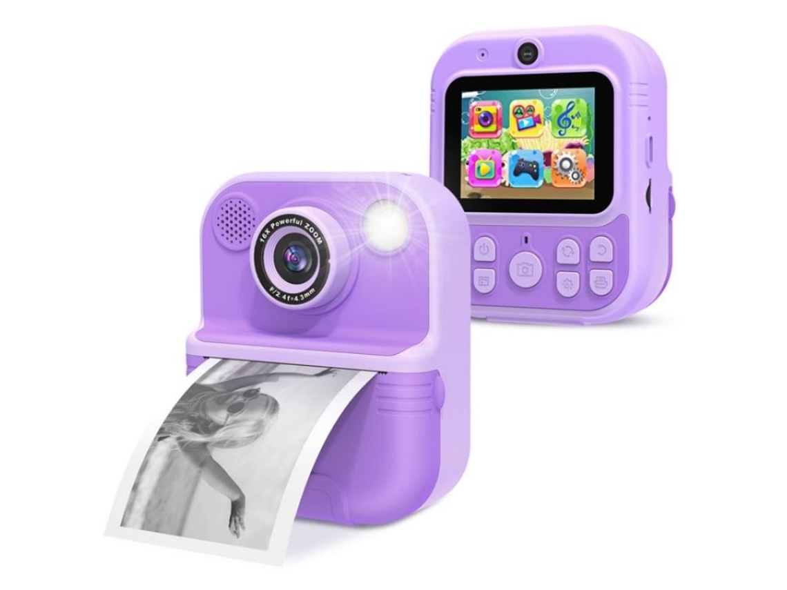 (roxo) Impressora Fotográfica/gravadora De Vídeo Com Tela De 2,4 Polegadas, Câmera Multifuncional Infantil Com Lente Dupla