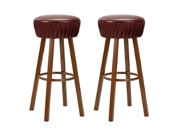 Conjunto 2 Banco de bar VIDAXL Marrom Couro Artificial (47x47x80 cm)