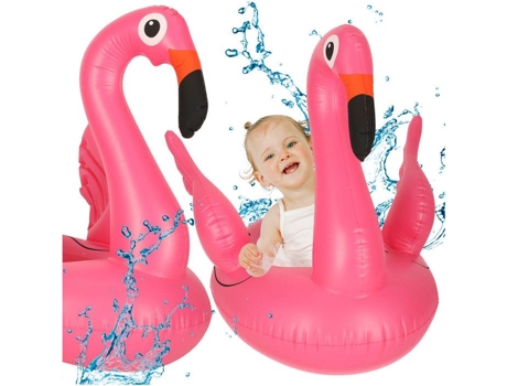 Boia inflável para bebês, boia infantil com assento, flamingo, máx. 15 kg, 1 a 3 anos Ikonka