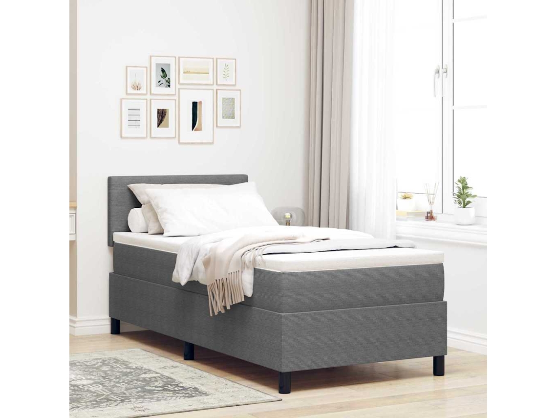 Vidaxl Cama Box Spring Led Cinza Claro E Branco 80 X 200 Cm
