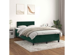 Vidaxl Cama Boxspring Com Colchão 120x200 Cm Veludo Verde-escuro