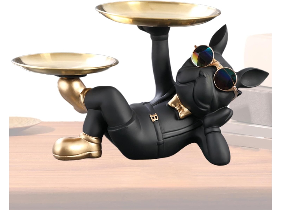 Bandeja De Resina Para Chaves | Estatueta De Buldogue Francês Para Decoração